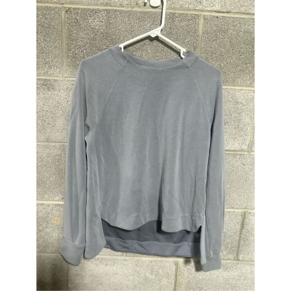 Athleta Women's Sweatshirt Dusty Blue Size Small Petite Soft Workout Gym Yoga
